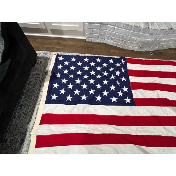 #5 Valley Forge Best Cotton 50 Star 58”x 108' Cotton Sewn American Flag Made USA - Picture 3 of 7